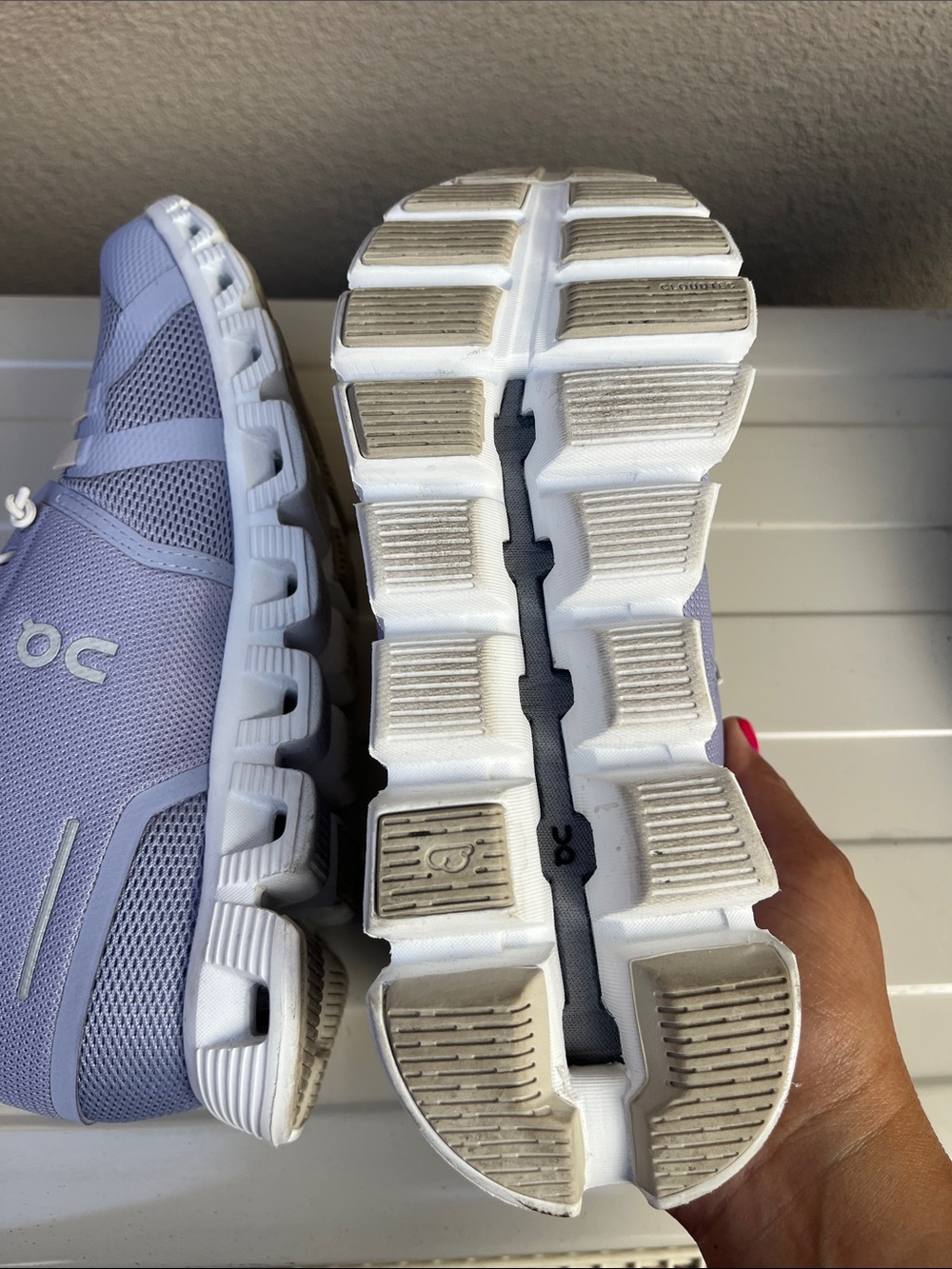 On Cloud 6 Women 7.5 light blue/Gray/White Lace-Up Mesh Athletic Sneakers - Picture 5 of 7